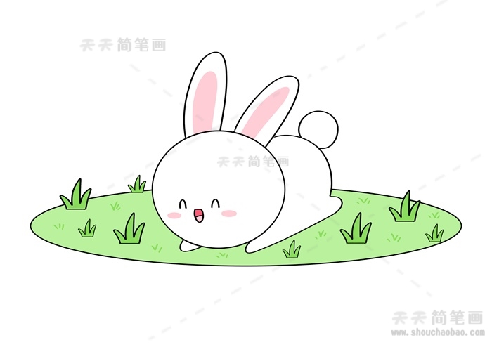 趴在草地上的小兔子简笔画教程