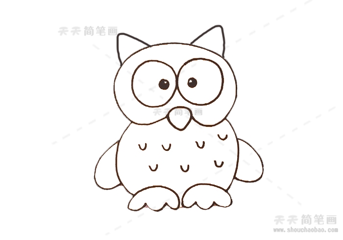 猫头鹰怎么画简单又可爱，可爱的猫头鹰简笔画步骤教程