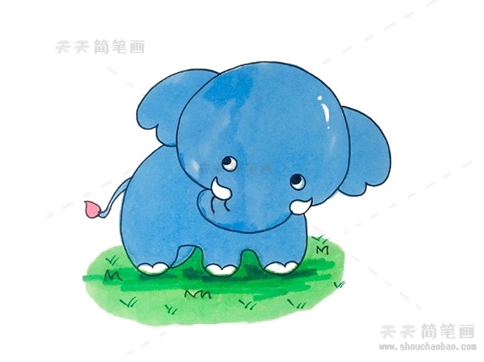 可爱的大象怎么画简笔画，大象简笔画步骤最简单