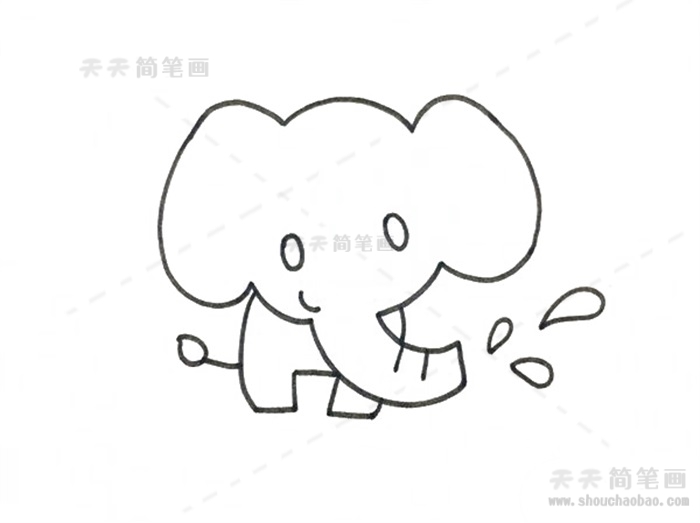大象喷水简笔画教程，怎样画大象简笔画简单好看