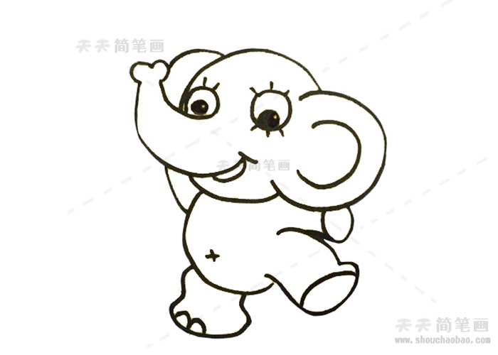 画一个大象的简单画法，简单的画大象简笔画教程
