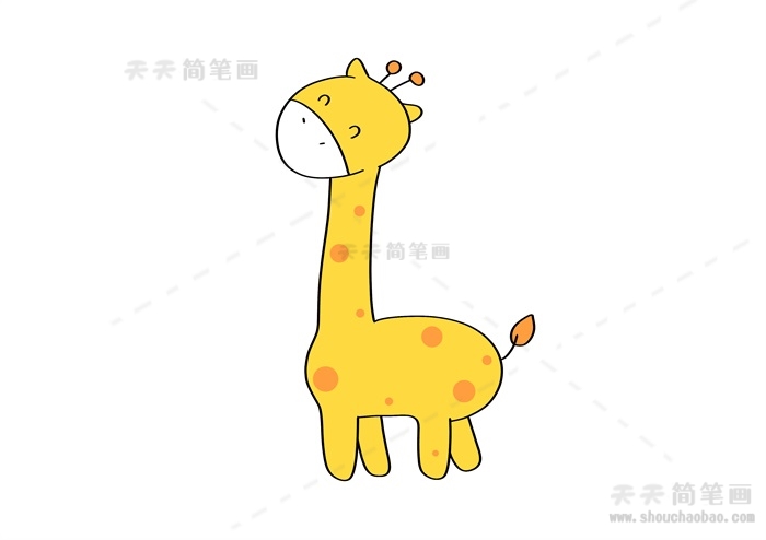 儿童长颈鹿的简单画法，彩色长颈鹿简笔画可爱
