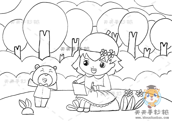 秋天儿童画简单又好看图画教程,秋天儿童画绘画作品模板