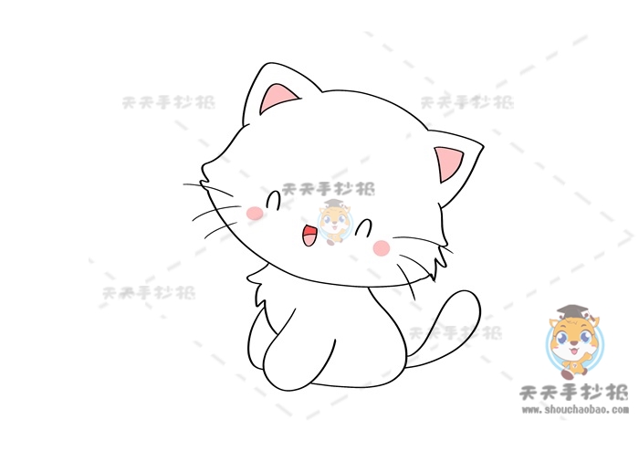 Q版猫简笔画简易教程，彩色的猫简笔画怎么画简单易学