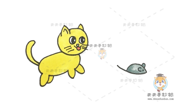猫和老鼠简笔画教程模板，简单好看的猫和老鼠简笔画怎么画